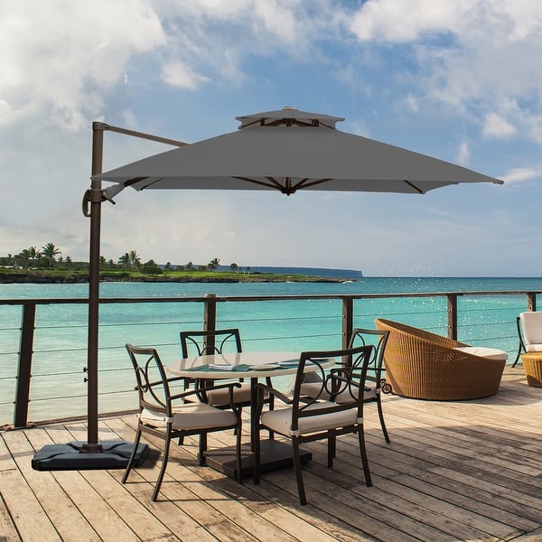 12 ft tilt patio umbrella California 12-Year Protection 9-Ft Outdoor Umbrella, Sunbrella Fade-Resistant Acrylic Fabric, Auto and Crank, Heavy-Duty Aluminum Frame/ Reinforced Ribs, Bronze Pole, Spa : Patio, Lawn & Garden With flexible adjustment Pellebant 912FT Patio Offset Cantilever