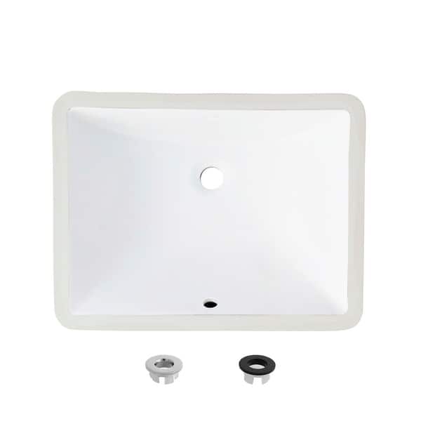 slide 2 of 10, STYLISH 18x13 inch Porcelain Rectangular Undermount Bathroom Sink Set of 2 White
