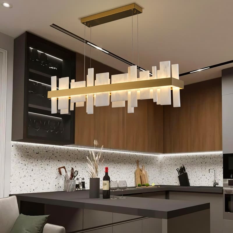 KAYLA 31 in. 8-Lights Drum Gold Chandelier With Alabaster Shade Chandelier