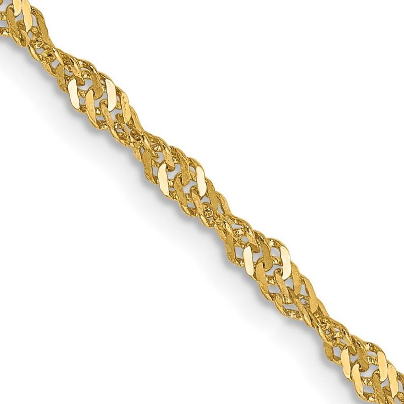 Curata 14k Yellow Gold Solid 2.0mm Polished Singapore Chain Necklace (Lobster) Options: 16 18 20