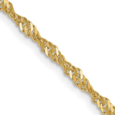 Curata 14k Yellow Gold Solid 2.0mm Polished Singapore Chain Necklace (Lobster) Options: 16 18 20