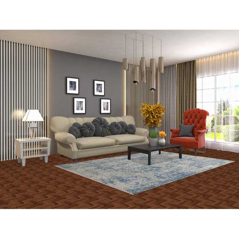 Abstract Area Rug Hand-Knotted Modern Wool Carpet - 5'5"x 7'10"