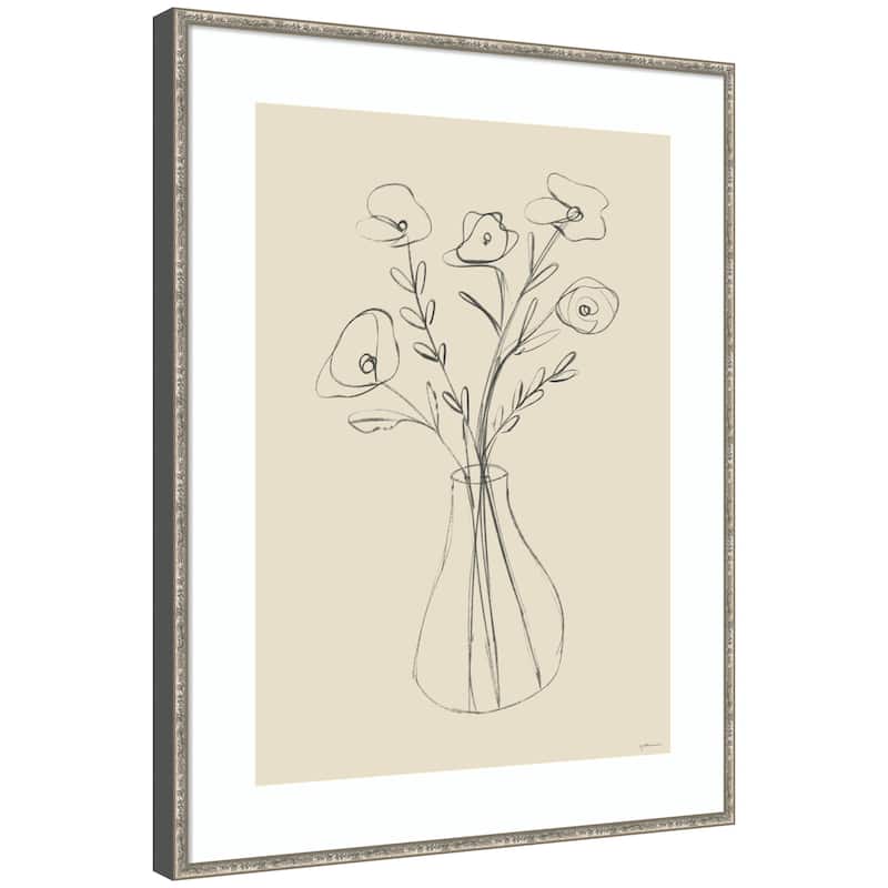 Kate and Laurel Floral Vase by Gabrielly Guedes Framed Wall Art Print