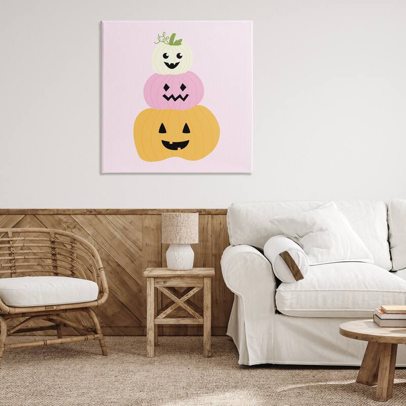 Stupell Pastel Happy Jack-o-Lanterns Canvas Wall Art Design By Sazerelli Designs
