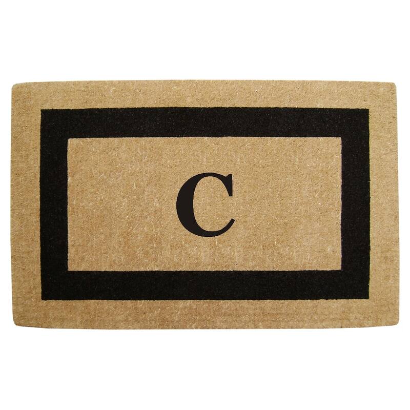 Heavy-duty Coir Fiber Single Black Framed Letter Monogrammed Doormat - 30 inches x 48 inches - C