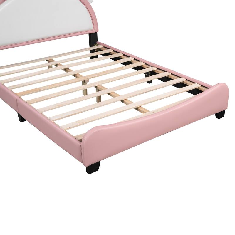 PU Leather Unicorn Platform Bed with Headboard