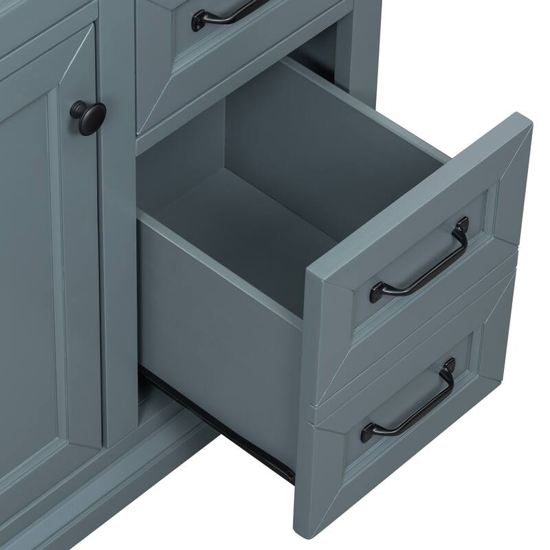 36" Bathroom Vanity with Sink, Ceramic Sink, 2 Tip-out Drawers, Soft Close Door Hinges