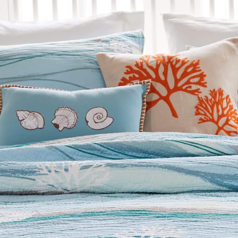 Greenland Home Fashions Maui Cotton Quilt Set with Embroideries