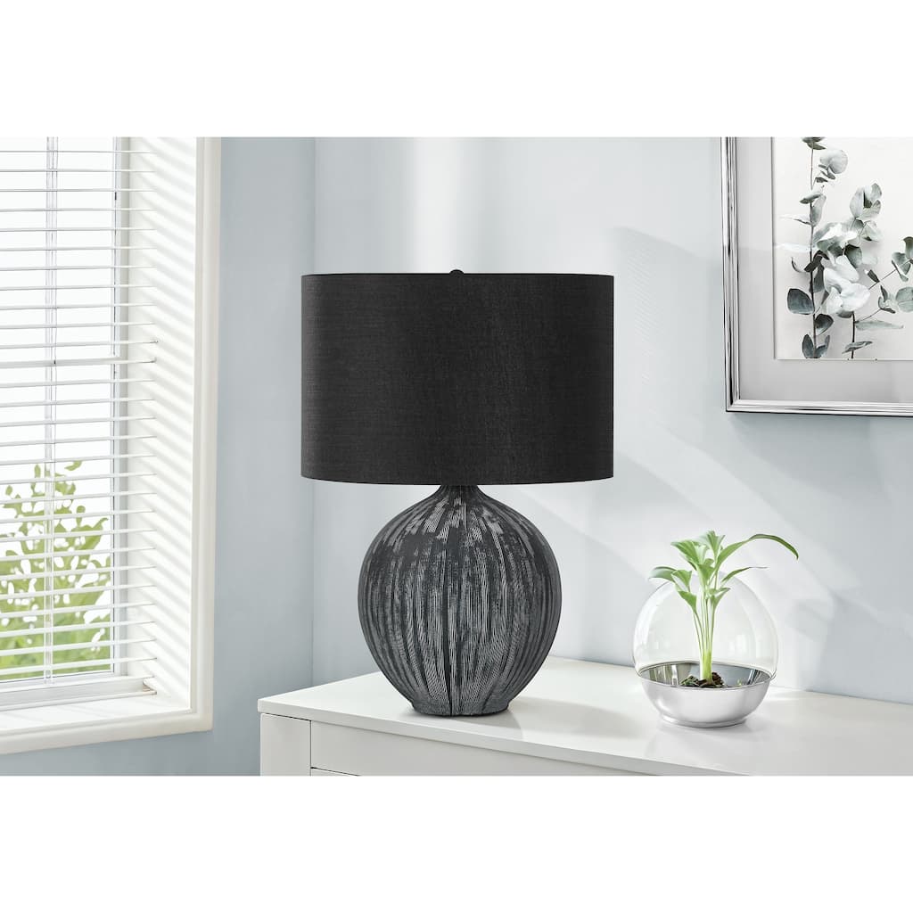 Lighting, 23"h, Table Lamp, Black Ceramic, Black Shade, Contemporary
