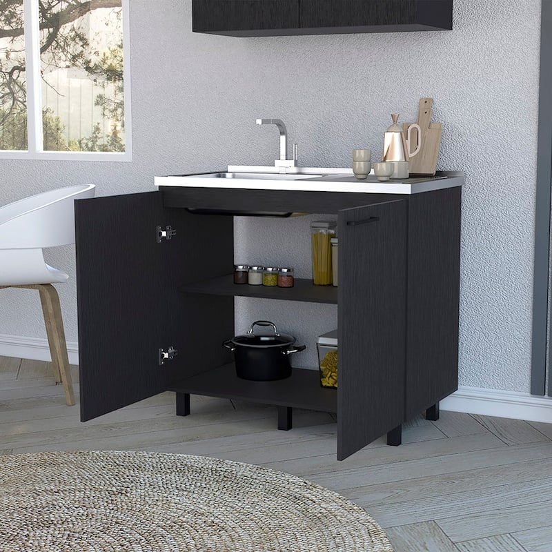 Napoles-2 39" Wide Double Door Utility Sink Stainless steel - N/A