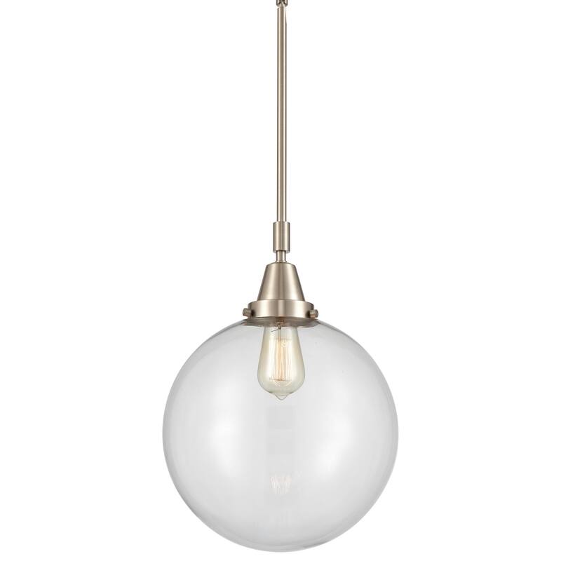 Innovations Lighting 447-1S-16-12 Beacon Pendant Beacon 12" Wide - Brushed Satin Nickel / Clear