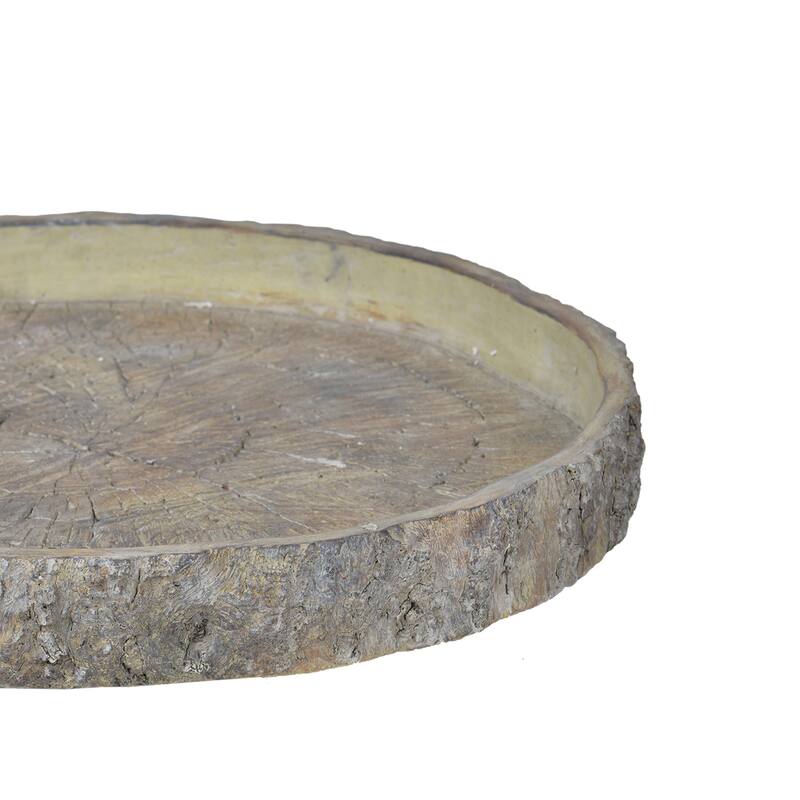 Decorative Cemented Log Plate with Distressed Details, Gray