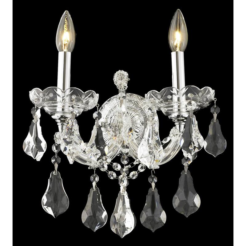Fleur Illumination 2 light Chrome Wall Sconce - Chrome/royal cut crystals