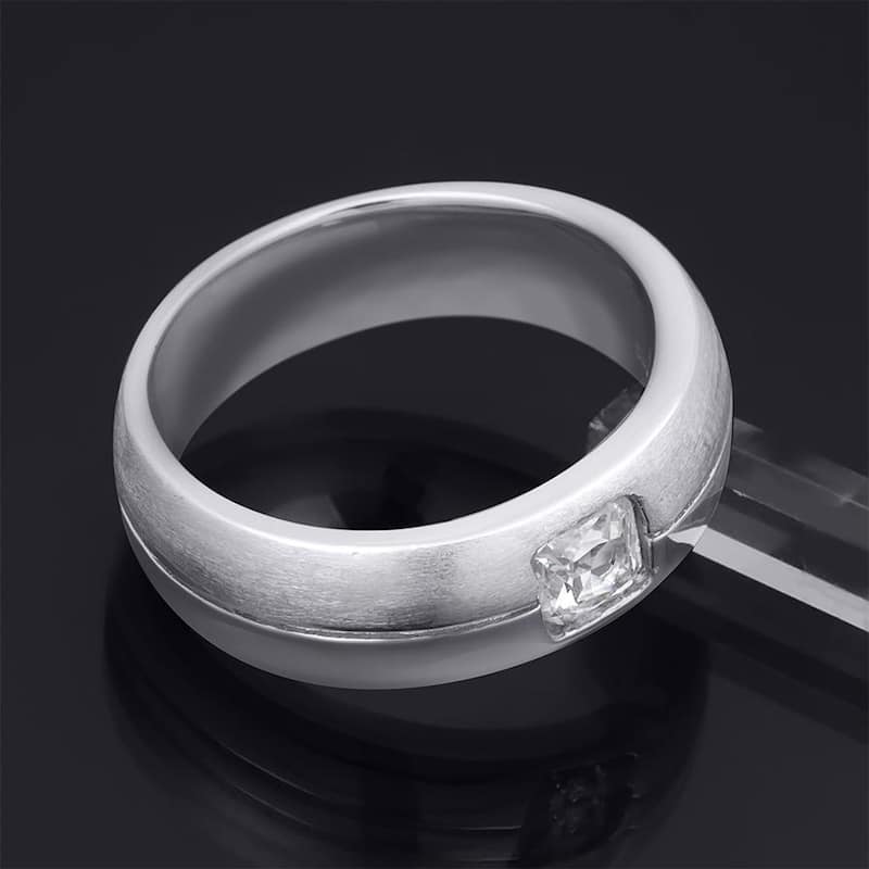 Men's 7mm Anniversary Wedding Band Ring 0.75 Carat CZ Sterling Silver