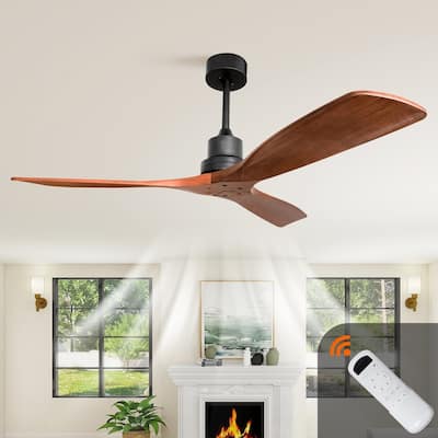 52" Farmhouse Outdoor Ceiling Fan – Solid Wood Blades, Quiet DC Motor & Remote