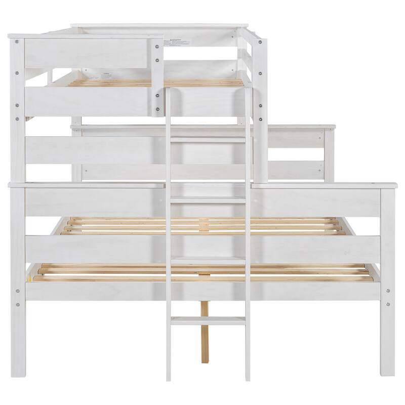 Twin XL over Queen Bunk Bed and Solid Wood Frame, 500lb Capacity, Convertible Design