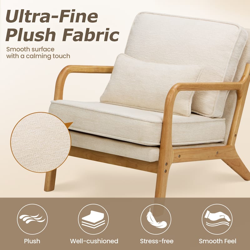 RENEWLINE Mid Century Modern Accent Chair with Lumbar Pillow