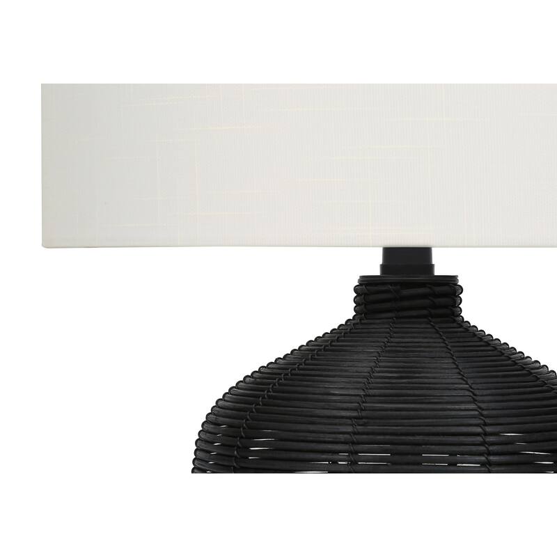 Lighting, 23"h, Table Lamp, Black Rattan, Ivory / Cream Shade, Modern