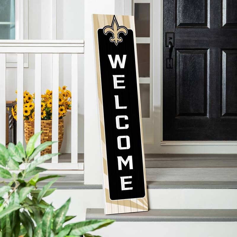 47" Porch Leaner Welcome Wall Sign, New Orleans Saints - Black