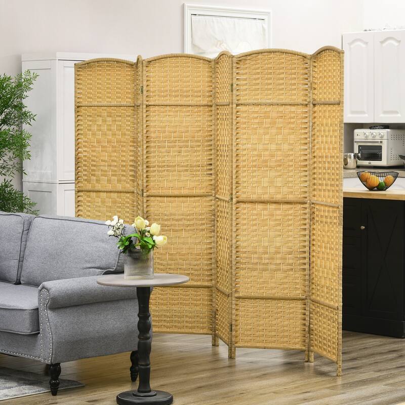 Hand-Woven 6-Panel Freestanding Privacy Screen for Home and Office