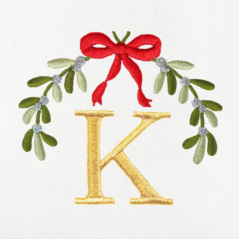 Authentic Hotel and Spa Christmas MISTLETOE MONOGRAM Embroidered Luxury 100% Turkish Cotton Hand Towels Set of 2