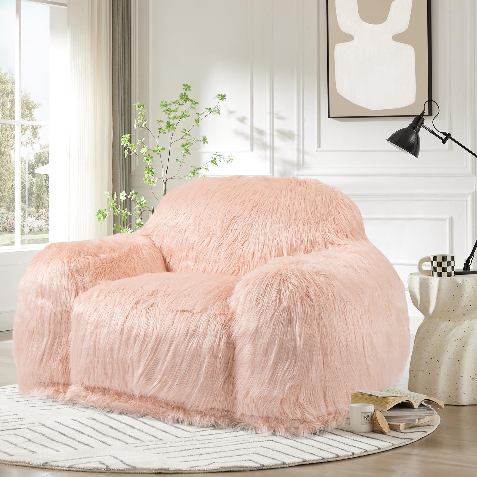 53 W Faux Fur Bean Bag Chairs Oversized Fluffy Accent Chair Fuzzy Sofa On Sale Bed Bath Beyond 39834286