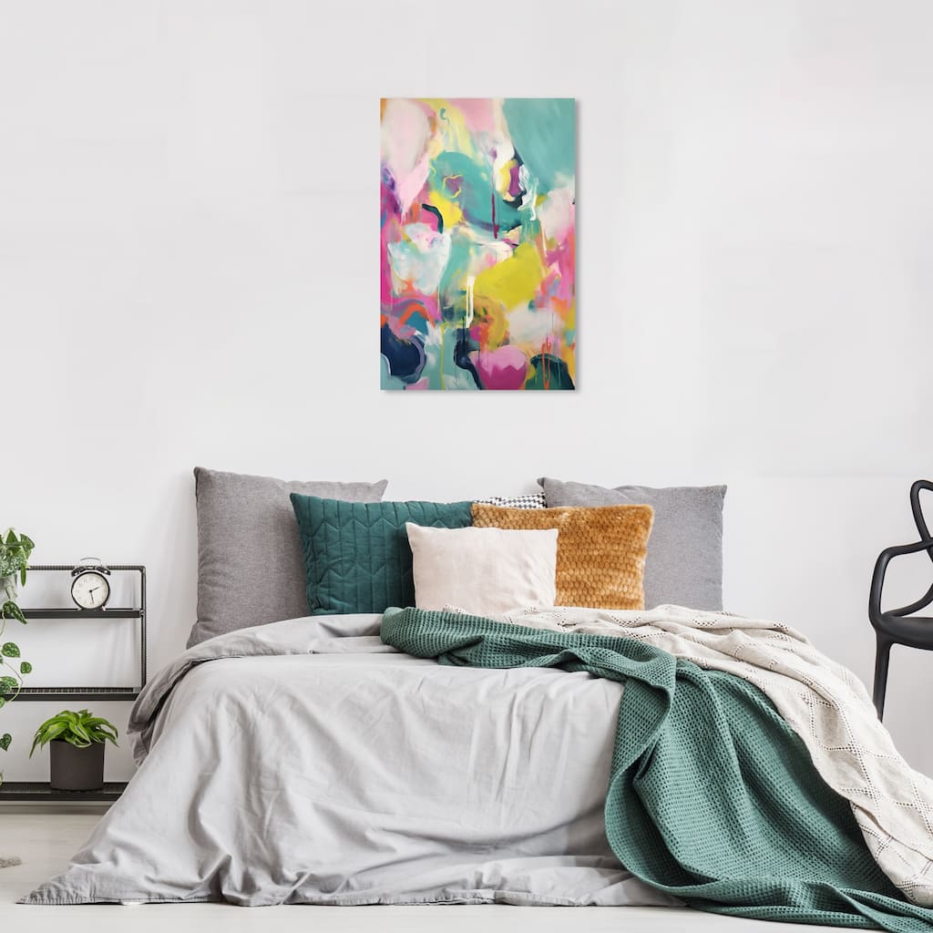 Wynwood Studio Abstract Sweet Smelling Garden Pink and Turquoise Modern & Contemporary Wall Art Canvas Print