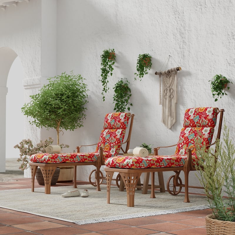 72" x 22" Outdoor Chaise Lounge Cushion with Ties and Loop - 72'' L x 22'' W x 3.5'' H - Avianna Saxony