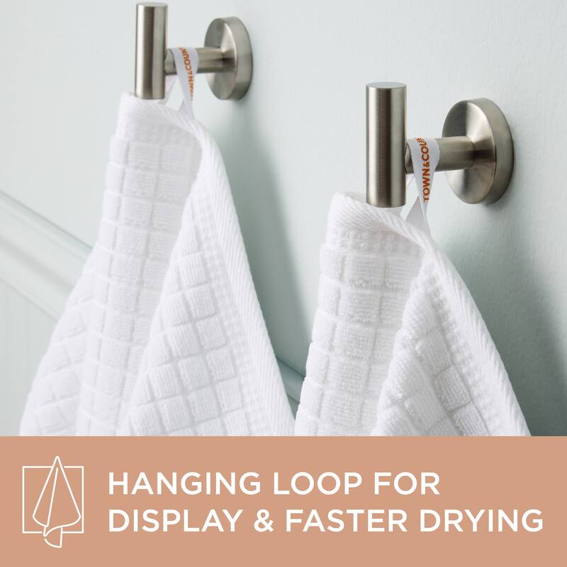 TOWN & COUNTRY EVERYDAY 6-Piece Textured Windowpane Set, 2 Bath, 2 Hand, 2 Wash, 100% Cotton