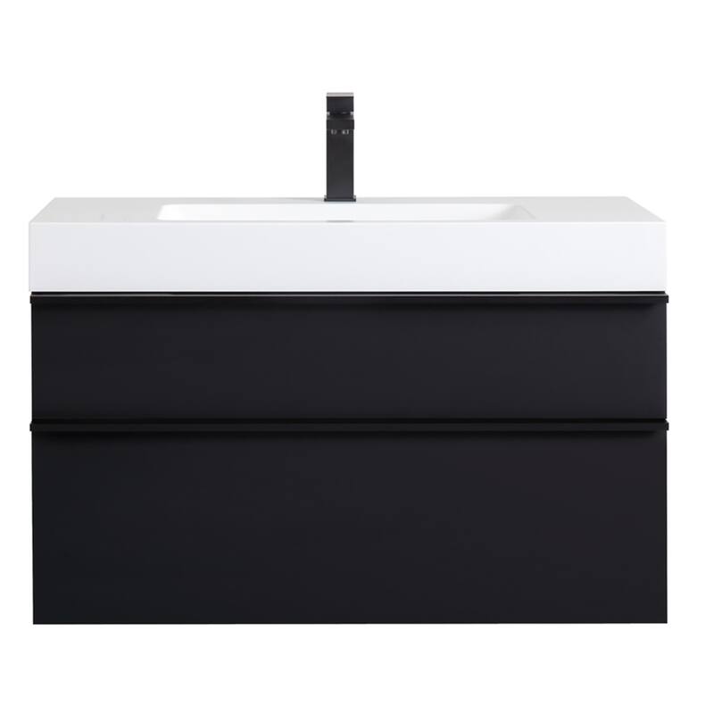 36" Wall Mounted Bathroom Vanity with Integrated Acrylic Sink, 2 Soft-Close Drawers