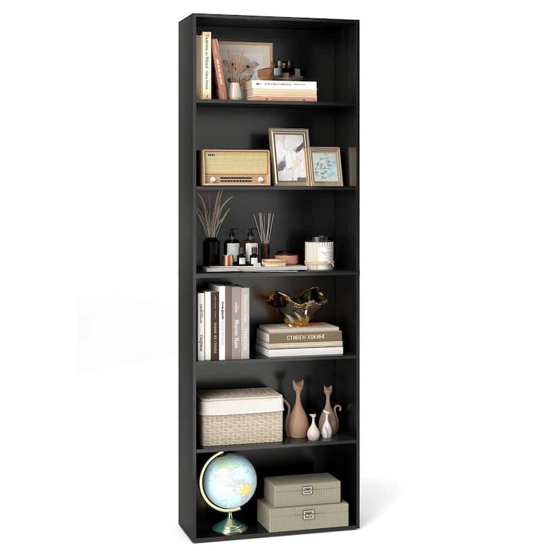 Costway 70" Tall 6-Tier Bookcase with 6 Open Shelves Anti-Toppling - See Details - Black