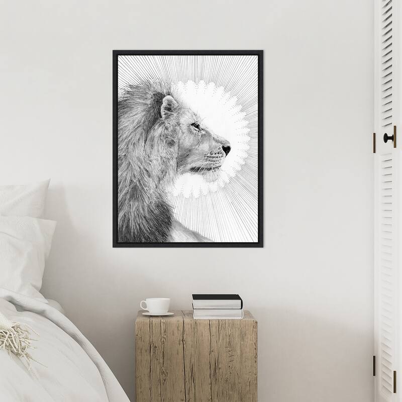 Sun and Lion by Ec Mazur Framed Canvas Wall Art