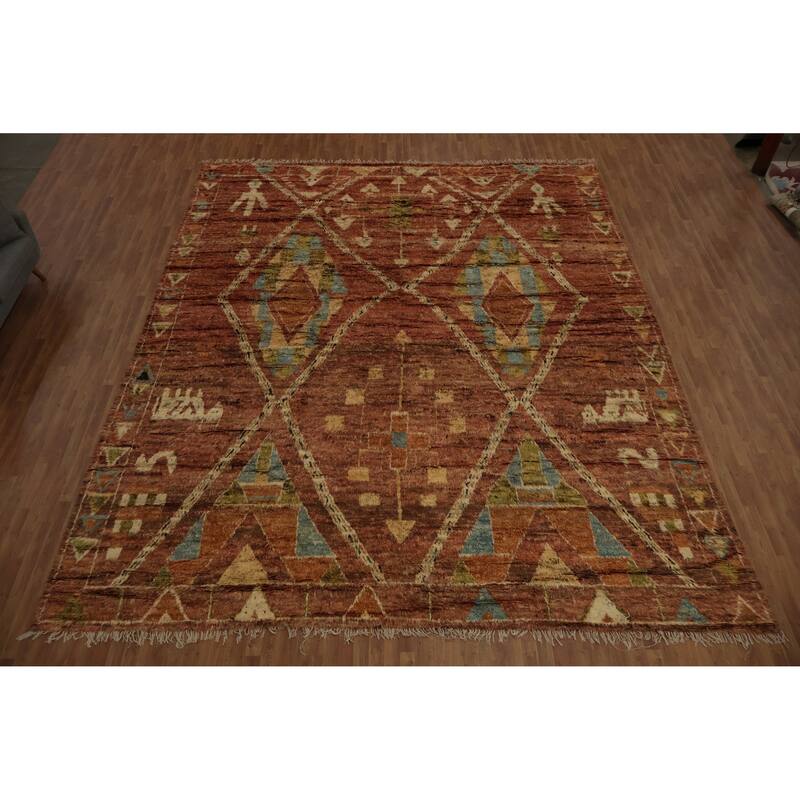 Hand Knotted Oriental 100% Wool Carpet Modern Tribal Oranges & Rust Moroccan Area Rug - 16' 4'' X 13' 3''