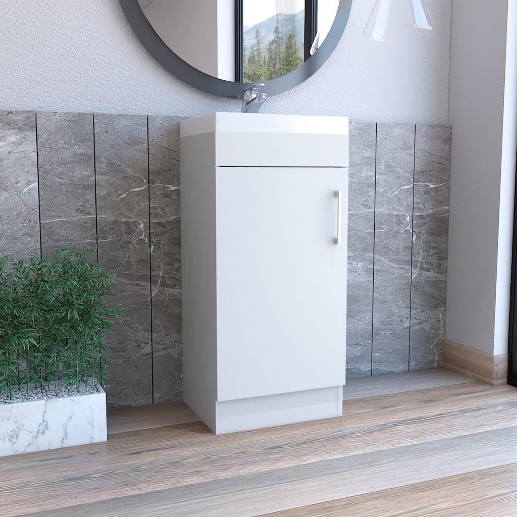 Space-Saving Bathroom Cabinet with Roomy Storage Compartment and Interior Shelf - 13in L