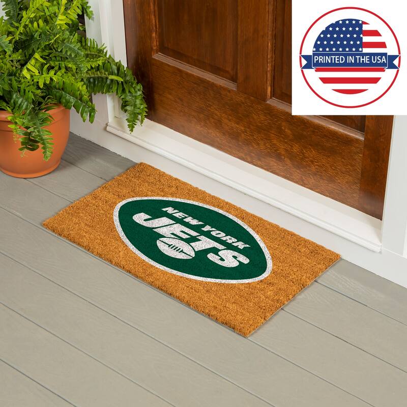 Coir Door Mat, 16"x 28", New York Jets - 28" x 16"