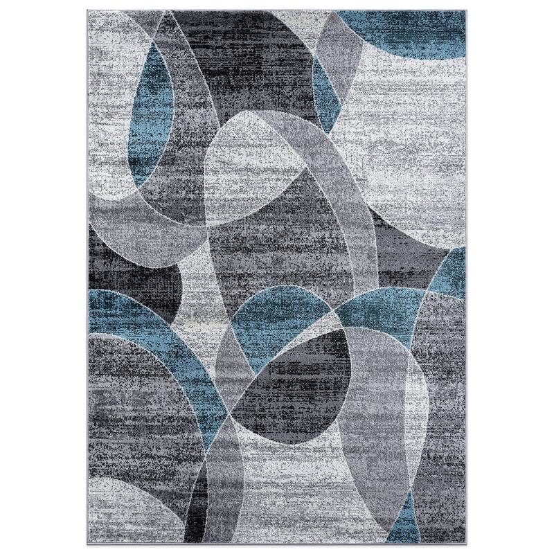 Contemporary Distressed Circle Area Rug