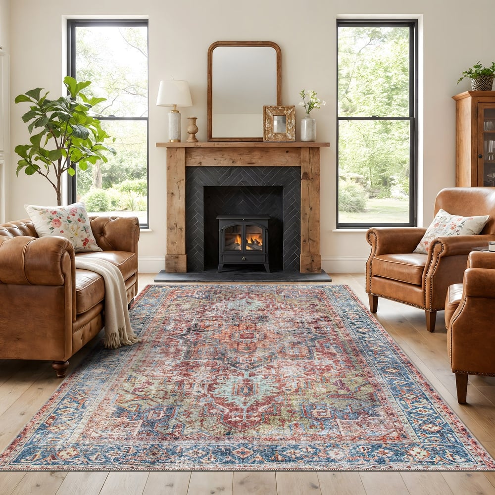 World Rug Gallery Traditional Distressed Washable Area Rug