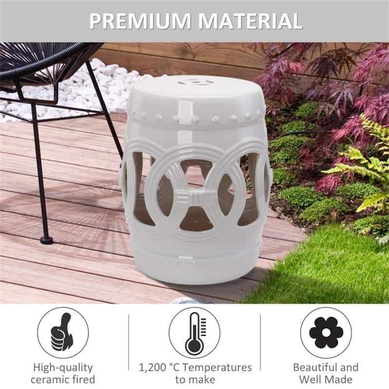 Multifunctional Garden Stool Bench for Patio, Deck, or Yard - 13.6" Dia x 17.3" H