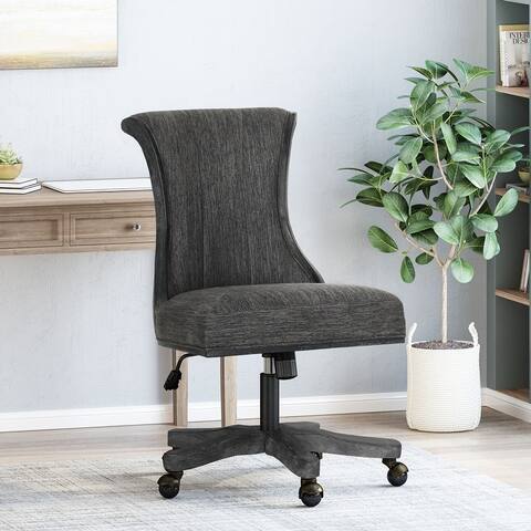 Coulee Upholstered Roll Back Swivel Office Chair by Christopher Knight Home - 24.75" L x 27.75" W x 35.50-40.00" H