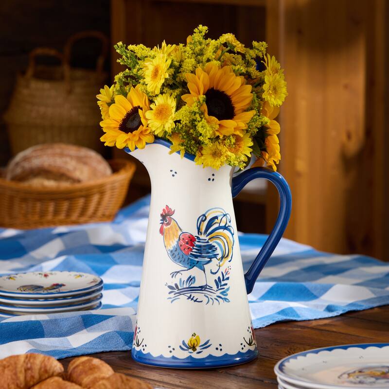 Certified International French Rooster 96 oz. Pitcher - 8.50"L x 6.50"W x 11.25"H