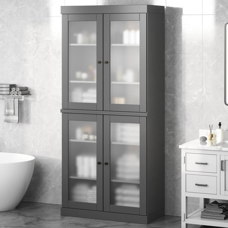 100% Solid Wood 32" Bathroom Cabinet with Optional Doors by Palace Imports - Gray - 4 Doors Frosted