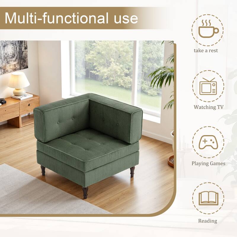Modern Corduroy Corner Armchair Armless Chair sofa