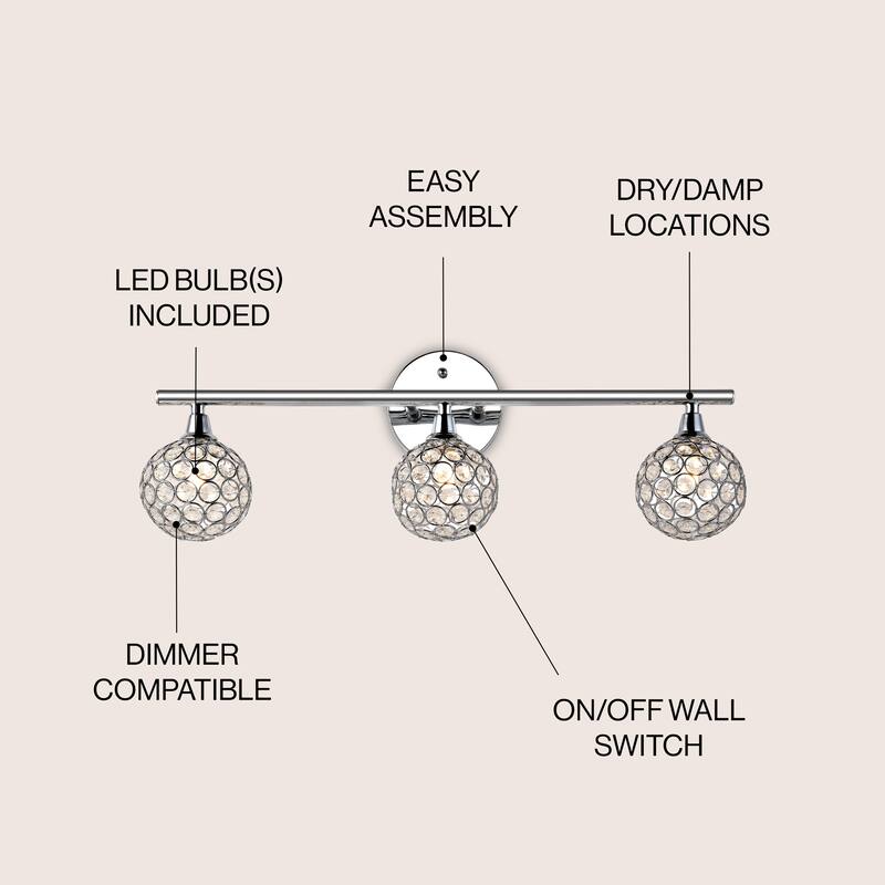 Beverly Iron/Glass Contemporary Glam LED Vanity Light, by JONATHAN Y
