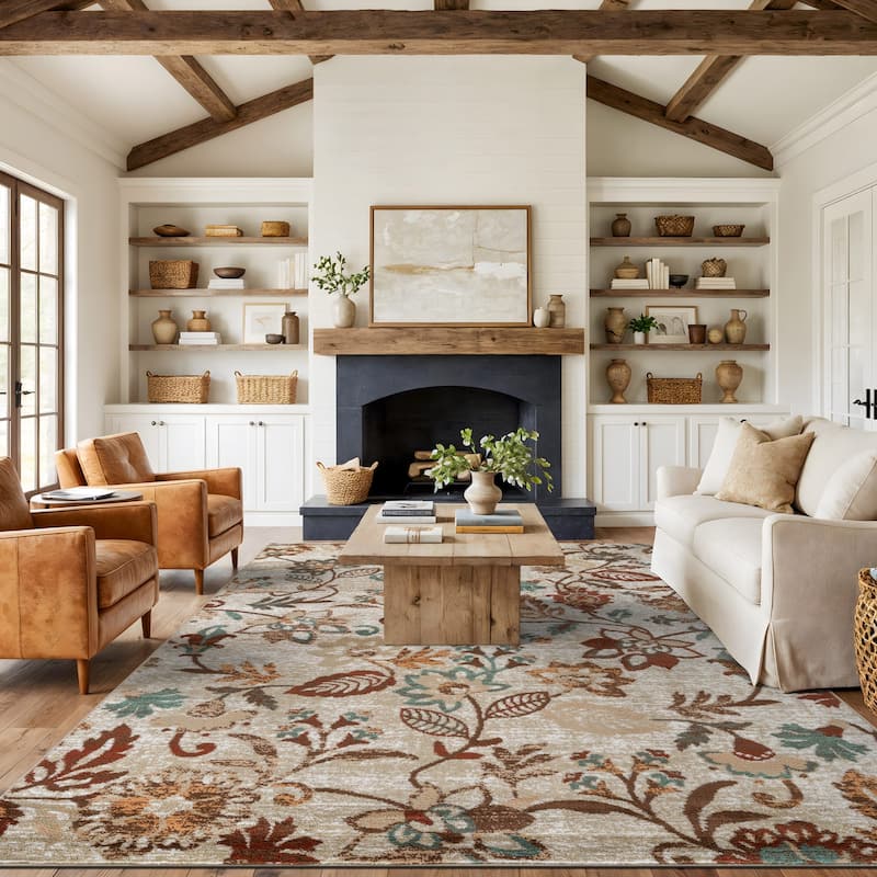 World Rug Gallery Contemporary Vine Floral Area Rug