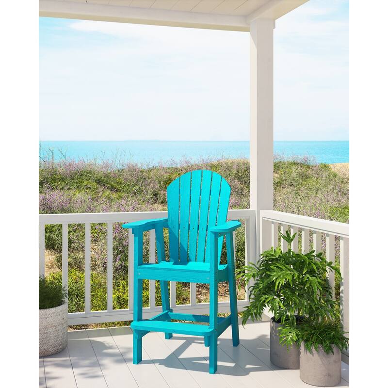 Rustic Adirondack Chairs Outdoor BarStools with Hight Back Design - Teal