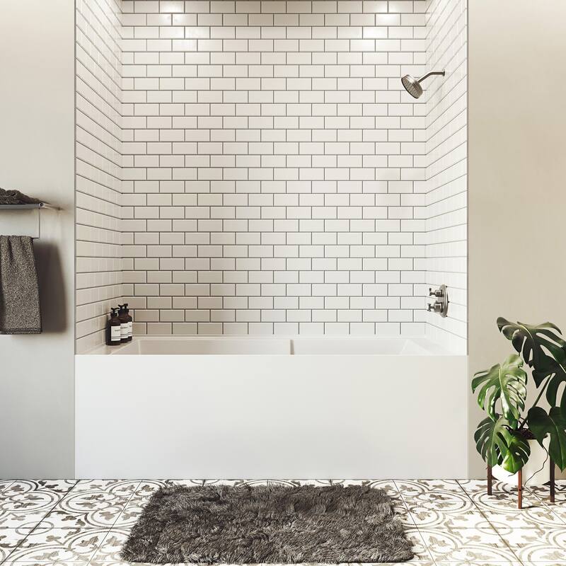 Voltaire 72" x 36" Left-Hand Drain Alcove Bathtub with Apron and Armrest - 72x36 Left - 72x36 Left - White