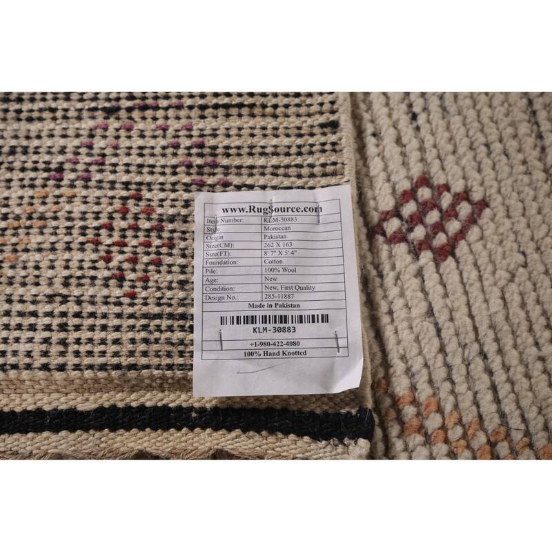 Trellis Moroccan Oriental Area Rug Hand-Knotted Wool Carpet - 5'4"x 8'7"
