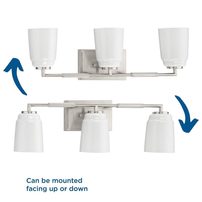 Spenser Collection Three-Light Brushed Nickel Industrial Vanity Light - 23.37 in x 5.5 in x 7.62 in