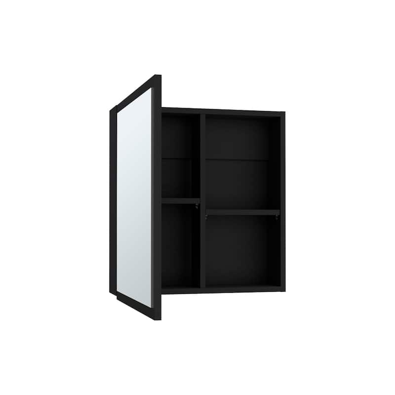 Clayton White Medicine Cabinet for Bathroom with Mirrored Door, Four Shelves, Space-Saving Design