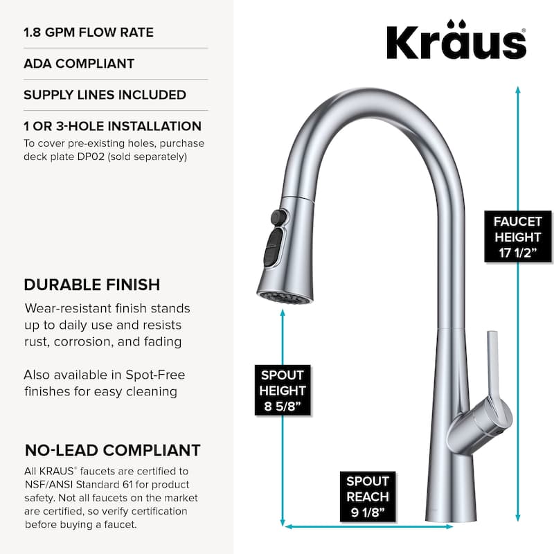 KRAUS Odelia 4-Function Single Handle Pull Down Kitchen Faucet
